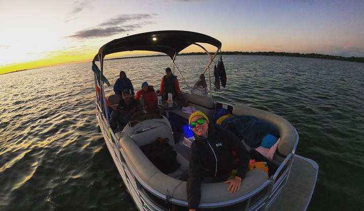 A group of five women swam Last Mountain Lake.