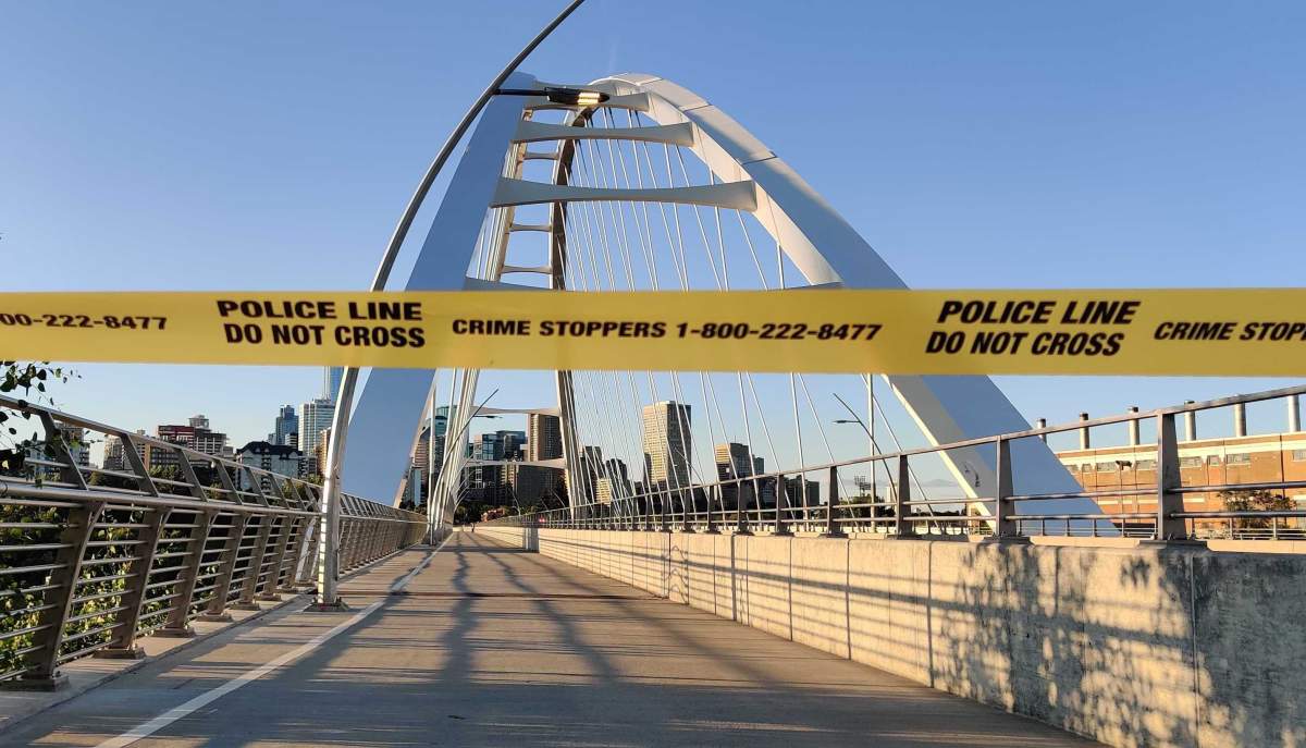A fatal collision on the north end of Edmonton’s Walterdale Bridge shut down traffic on Tuesday, July 14, 2020.