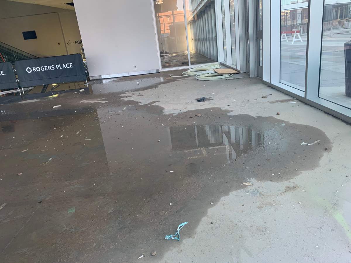 Rogers Place on July 17, 2020, one day after a major thunderstorm passed through the Edmonton region and flooded parts of the downtown arena.