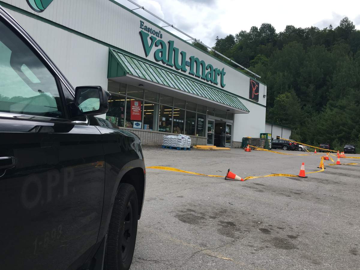 OPP are on scene at Valu-Mart in Minden after a reported assault of an employee.
