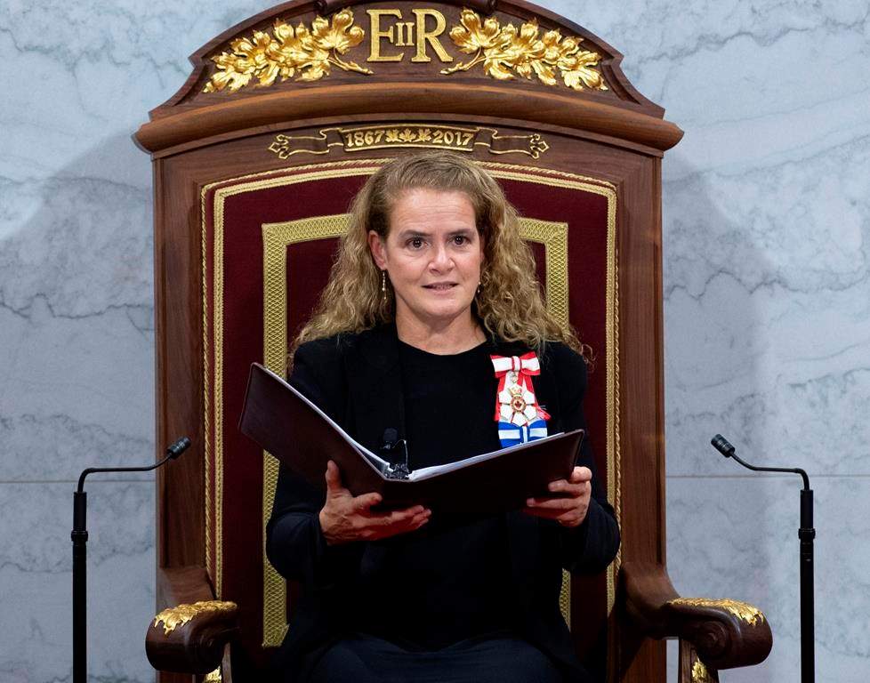 Gov. Gen. Julie Payette delivers the throne speech in the Senate chamber, Thursday, Dec. 5, 2019 in Ottawa.