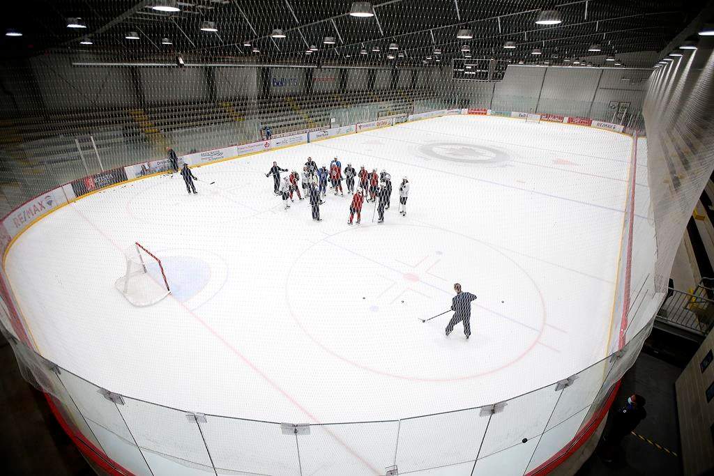 Winnipeg Jets practice at Bell MTS IcePlex.