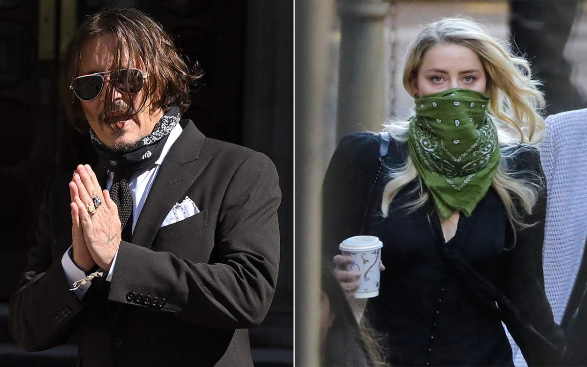 Johnny Depp and Amber Heard attend Day 4 of his libel case against the Sun newspaper at the Royal Courts of Justice, Strand on July 10, 2020 in London, England.