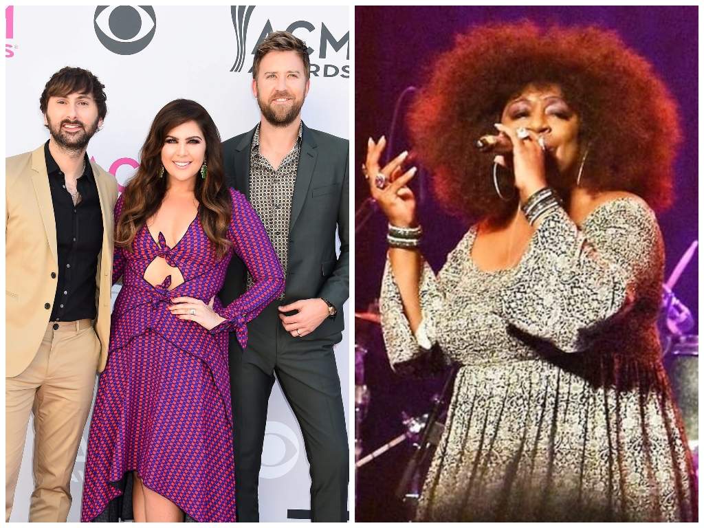 (L-R) Lady A, the band (formerly known as Lady Antebellum): Dave Haywood, Hillary Scott and Charles Kelley, and Lady A (R), the singer, born Anita White.