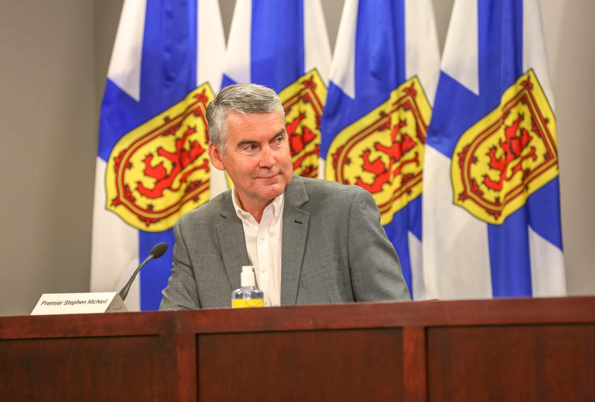 Premier Stephen McNeil speaks at an afternoon press briefing in Halifax on Thursday, July 9, 2020.  