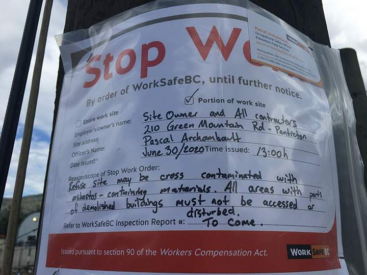 The stop-work order issued by WorkSafeBC.