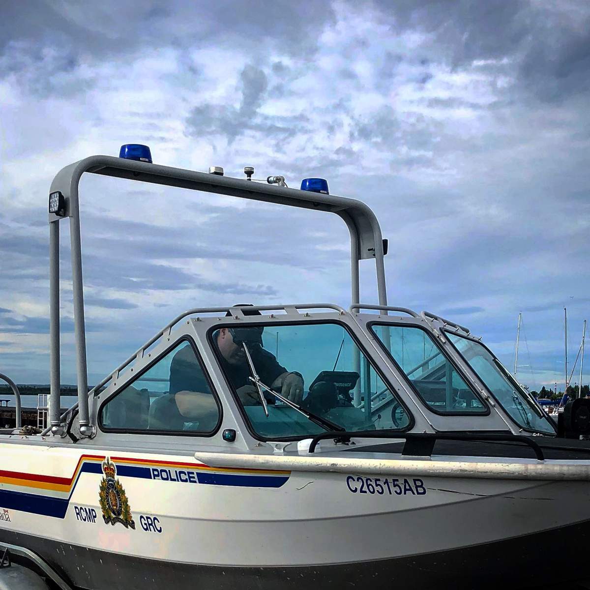 A RCMP officer on patrol in July 2020.