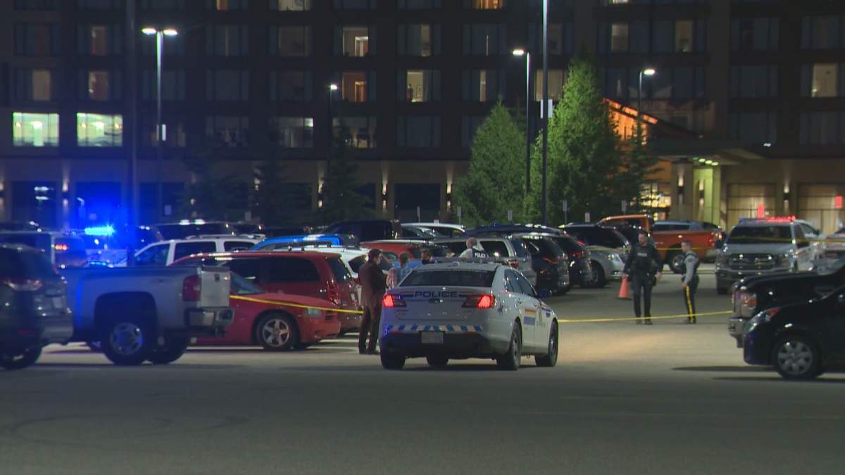 RCMP officers searched the parking lot of River Cree Casino on Friday, Jul 3, 2020, following a report of shots fired.