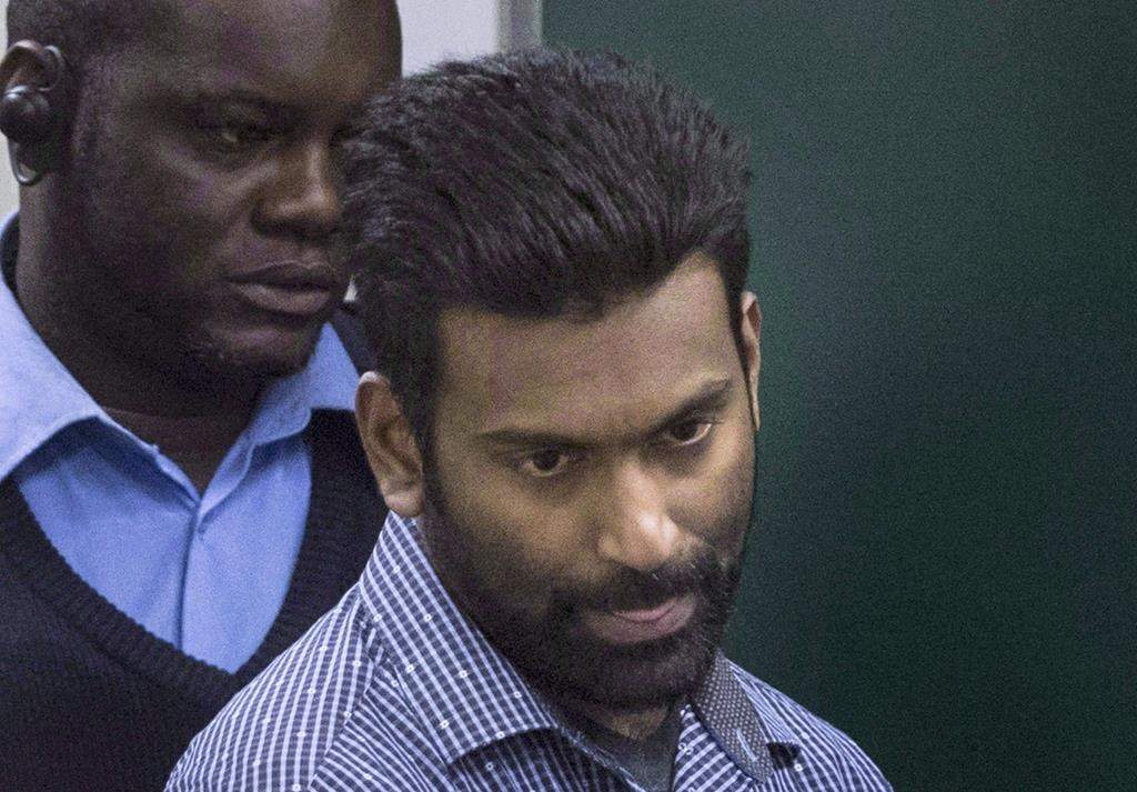 Sivaloganathan Thanabalasingham arrives for a detention review at the Immigration and Refugee Board of Canada in Montreal, Thursday, April 13, 2017.