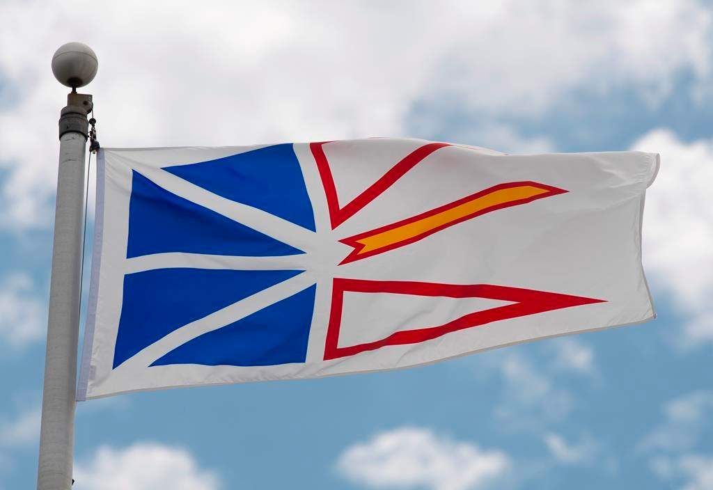 Newfoundland and Labrador's provincial flag flies on a flag pole in Ottawa, Friday July 3, 2020.