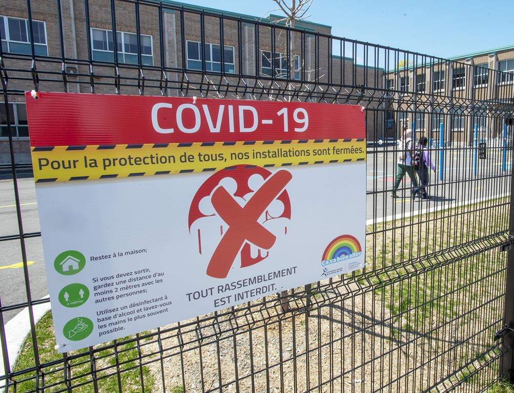 An elementary school in Montreal North is seen, Thursday, May 14, 2020 in Montreal. 