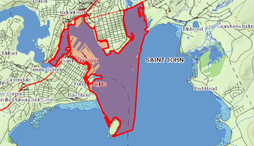 The parcel of land that is central to the dispute between the province of New Brunswick and the Saint John Port Authority.