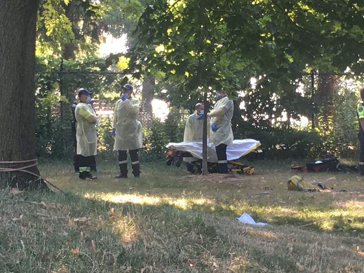 A photo of emergency crews on scene at the Scarborough Bluffs.