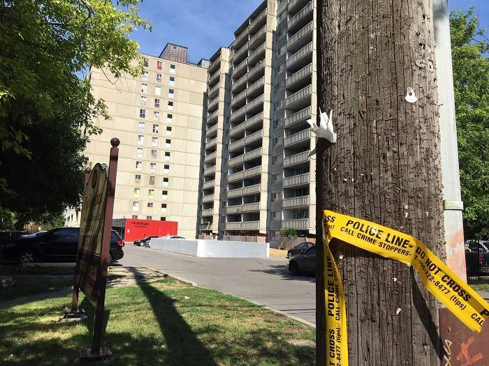 The scene of a double shooting in East York Toronto.