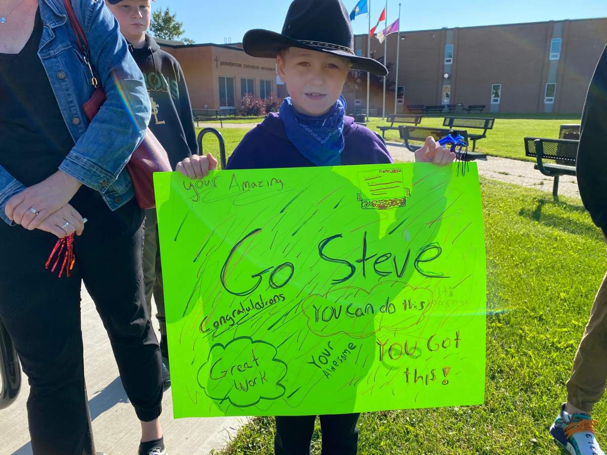 Friends and family gather to support Steve ahead of his competition on July 9, 2020