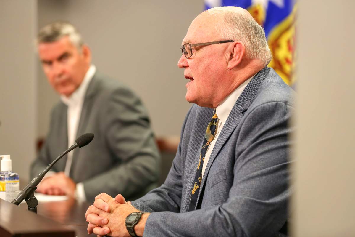 Dr. Robert Strang, Nova Scotia's chief medical officer of health, speaks at a COVID-19 press briefing in Halifax on Thursday, July 9, 2020. 