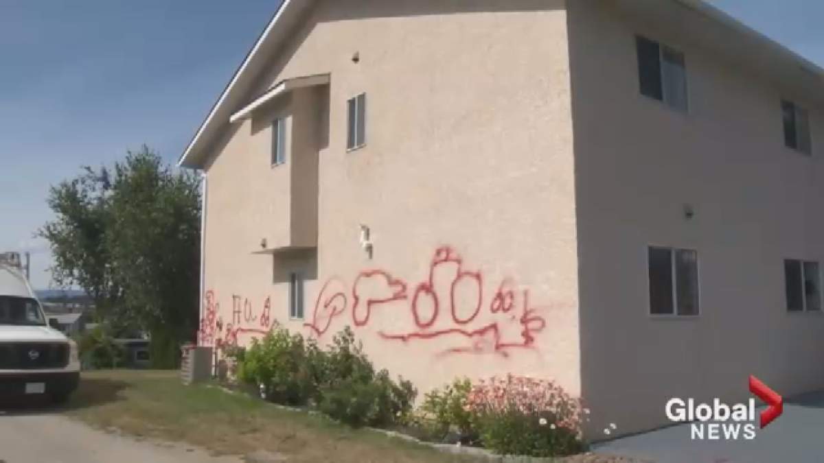 The Lekhi family home was tagged with racist and vulgar graffiti on Monday night.