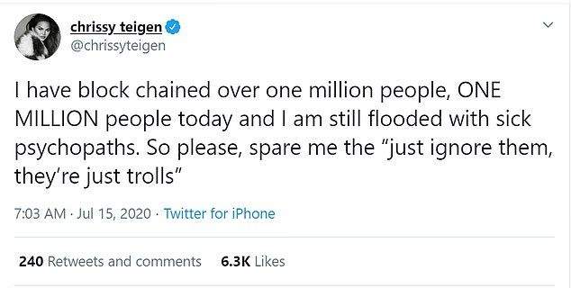 Chrissy Teigen blocks ‘one million’ Twitter users after Epstein conspiracy - image
