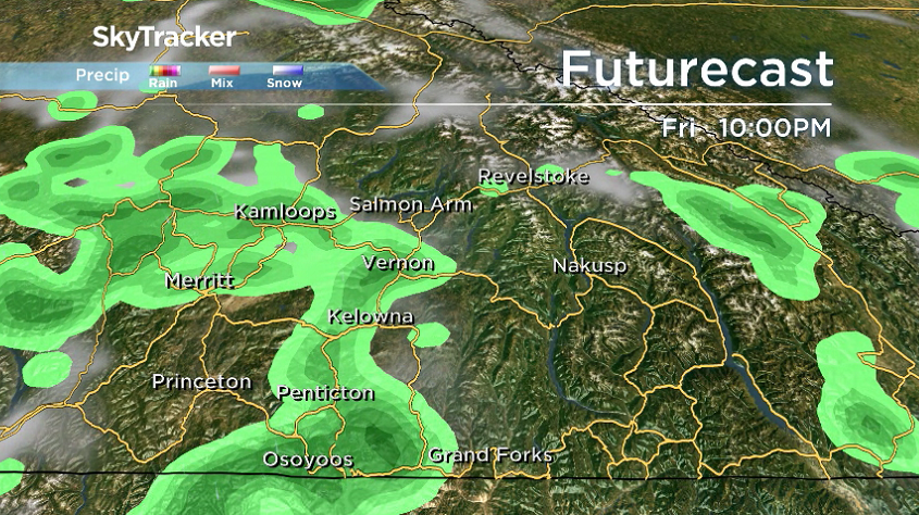 There is the risk of a shower late Friday in the Okanagan and Shuswap.