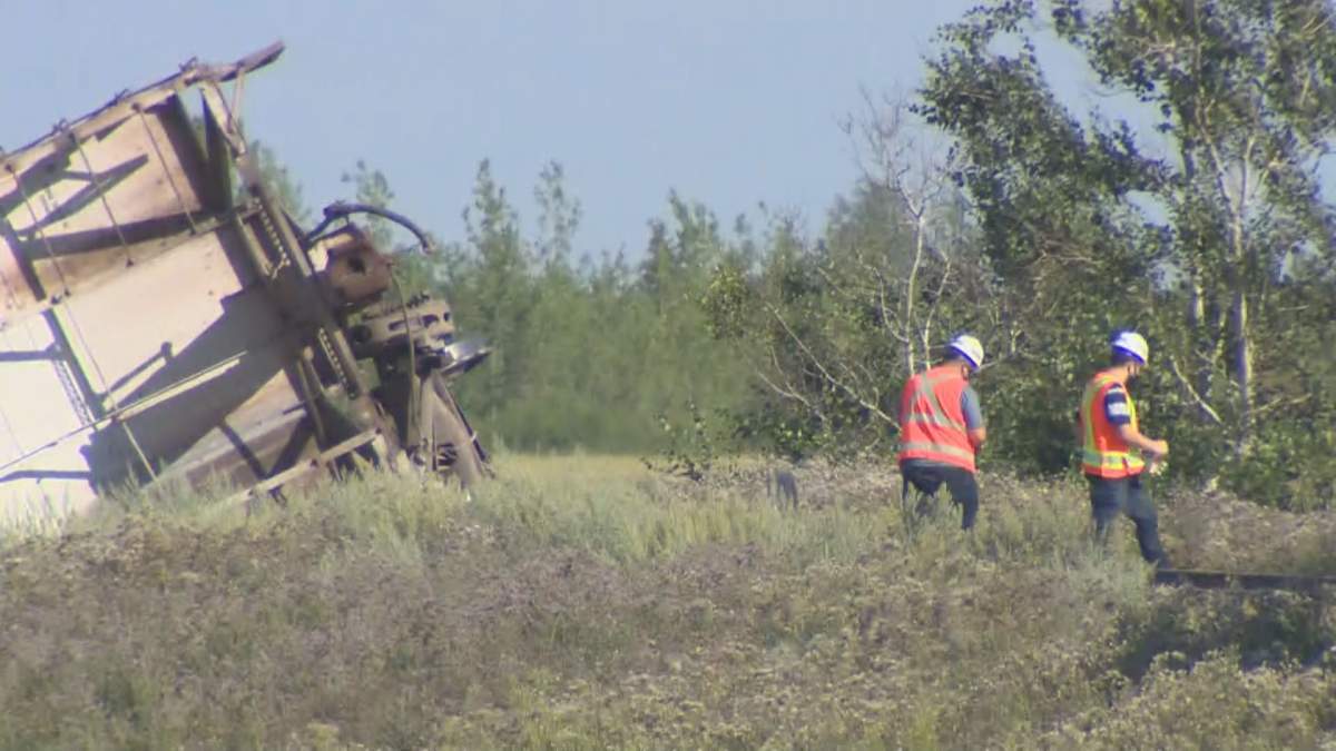 Emergency crews at the derailment.