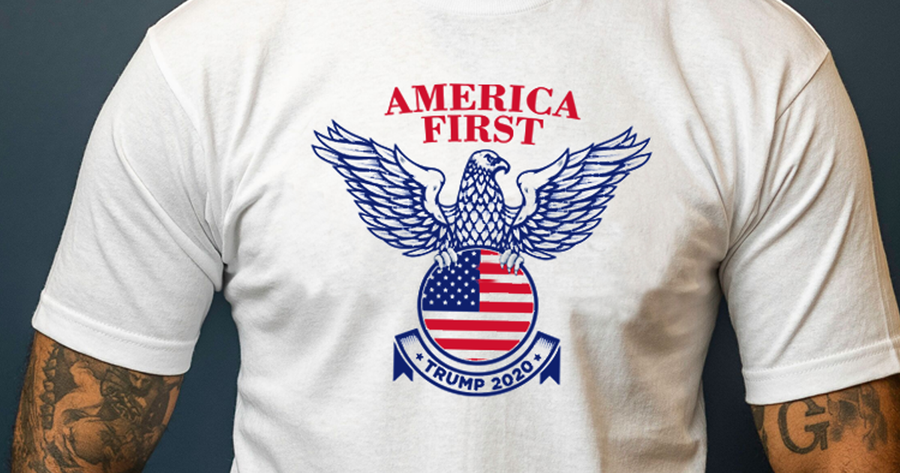 A shirt sold on U.S. President Donald Trump’s official website is shown.