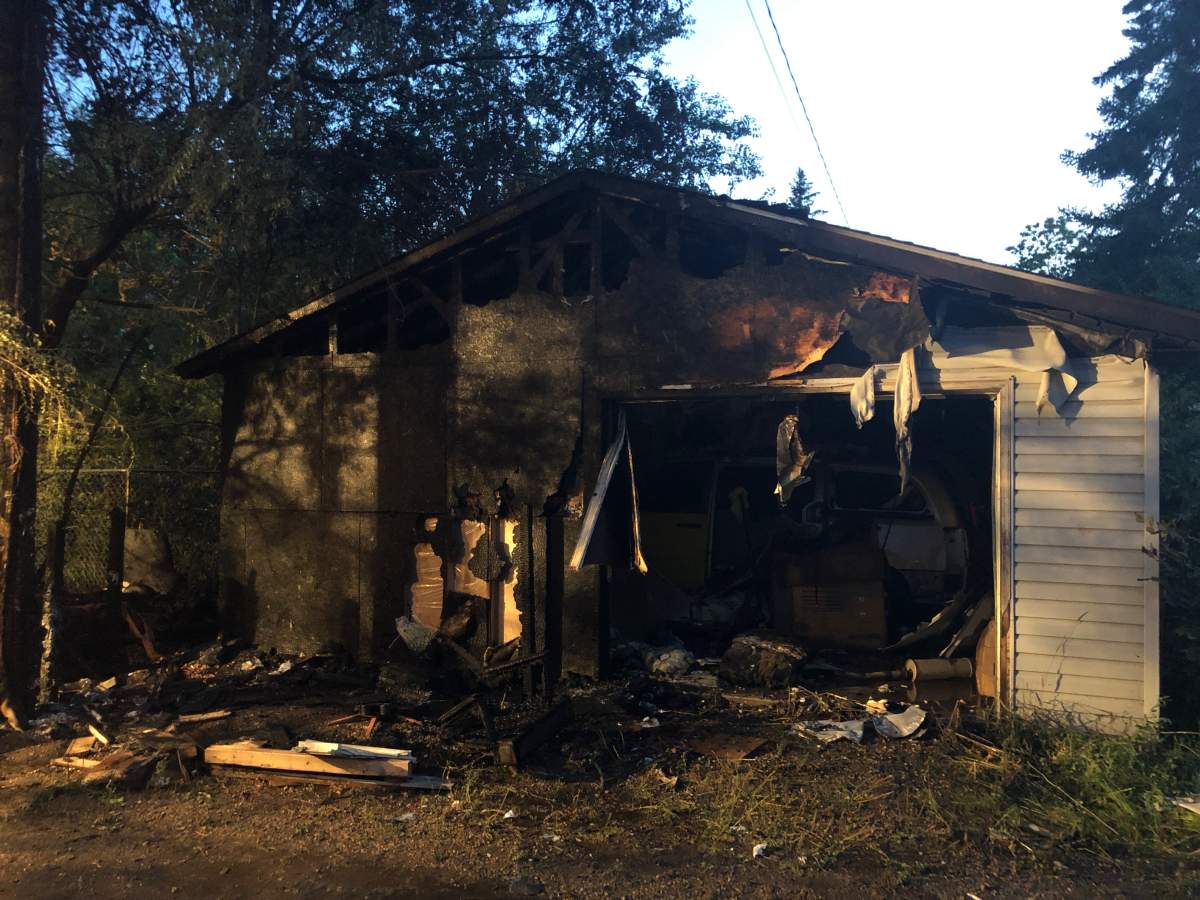 Saskatoon fire crews battled a garage fire on Avenue G South on Saturday evening.