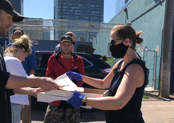 Members of the Vegas Golden Knights reached out to Boyle Street Community Services to arrange for a pizza meal for some vulnerable Edmontonians.