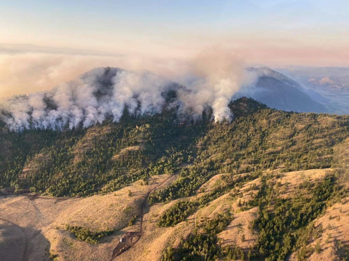 The Palmer Lake wildfire, burning south of the Canada/U.S. border, is producing smoke wafting near Osoyoos. B.C. 