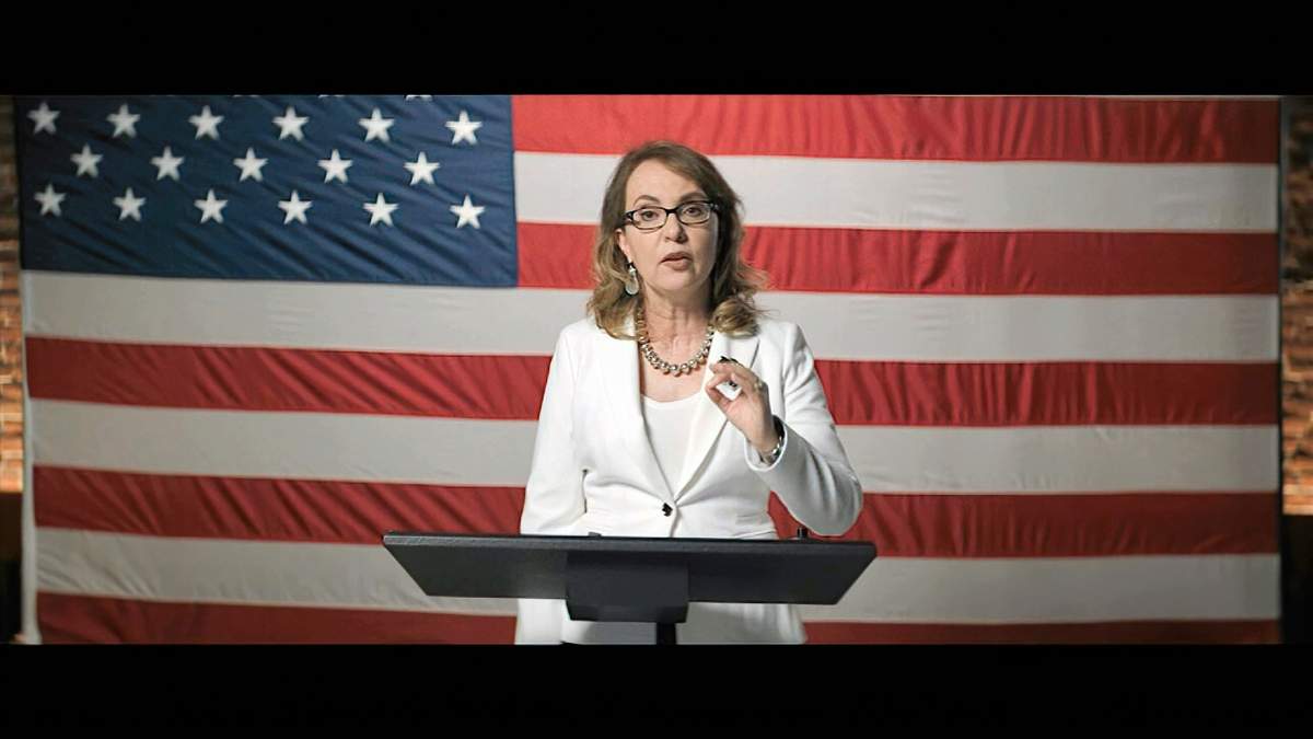 In this image from video, former Rep. Gabrielle Giffords, D-Ariz., speaks during the third night of the Democratic National Convention on Wednesday, Aug. 19, 2020. (Democratic National Convention via AP).