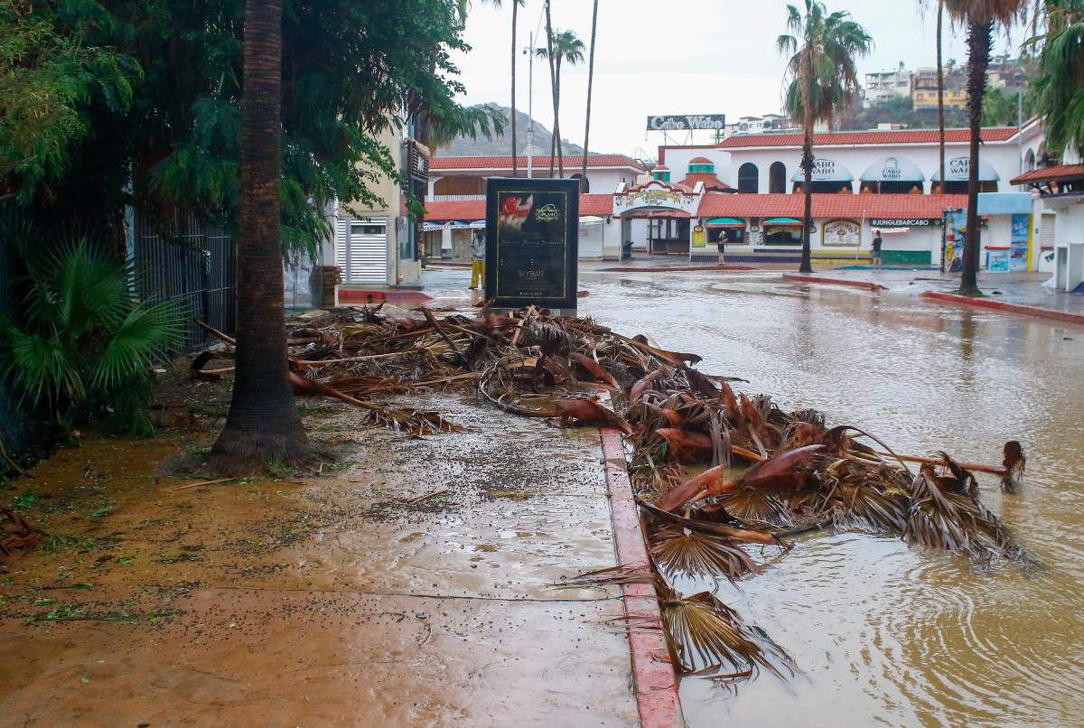 View of the damage and flooding caused by Tropical Storm Genevieve in Cabo San Lucas, Baja California, Mexico, 20 August 2020. Cyclone Genevieve decreased to a tropical storm from a category 1 hurricane, but it will continue its movement in the Mexican Pacific parallel to the Baja California Peninsula, which remains on alert.  