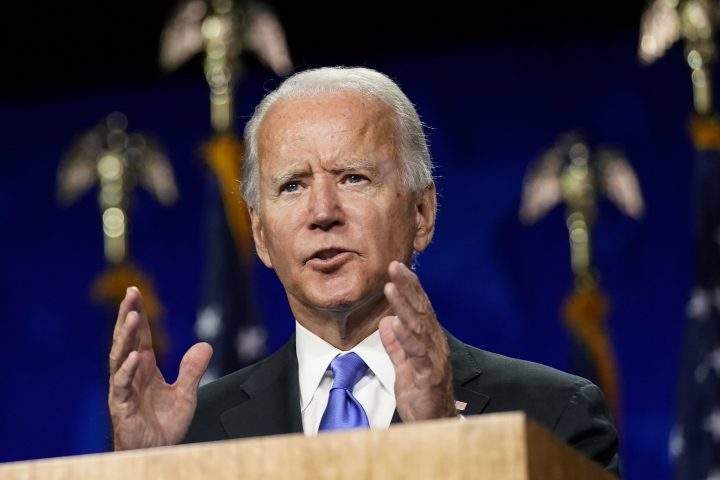 Democratic presidential candidate former Vice President Joe Biden speaks during the fourth day of the Democratic National Convention, Thursday, Aug. 20, 2020, at the Chase Center in Wilmington, Del. 