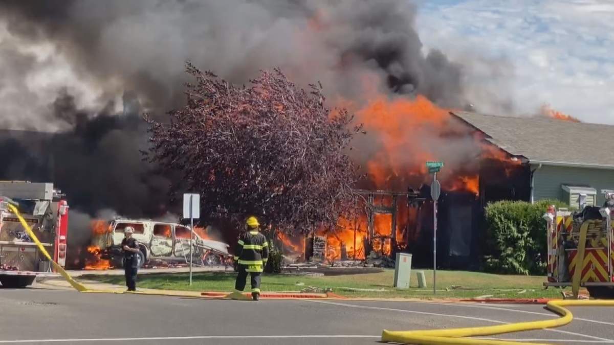 A fire on Fairmont Blvd. South destroyed two houses and badly damaged a third on Tuesday. 