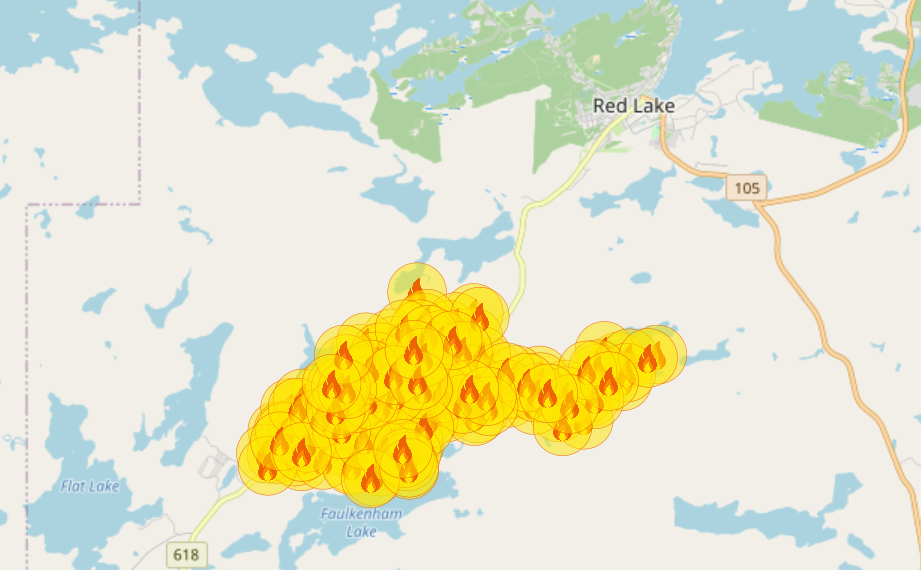 The latest fire map of Red Lake Fire 49 from the FireFringe app.