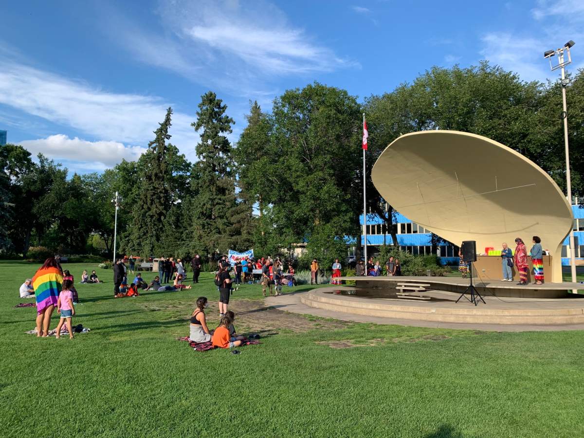 The 9th annual Hate to Hope rally is held at the Alberta Legislature grounds, Friday, Aug. 22, 2020. 
