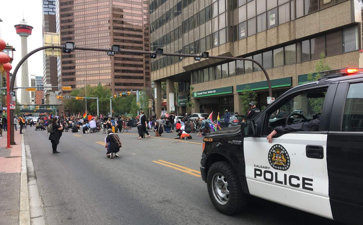 Calgarians turned out on Saturday, Aug. 29, 2020, to rally to defund the police.