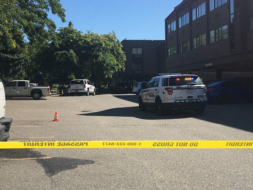 Police tape surrounded part of the Ramada Hotel in Kelowna on Wednesday following a report of shots fired. According to police, an abandoned vehicle was found roughly two hours after the shooting, but that the suspect wasn’t located.