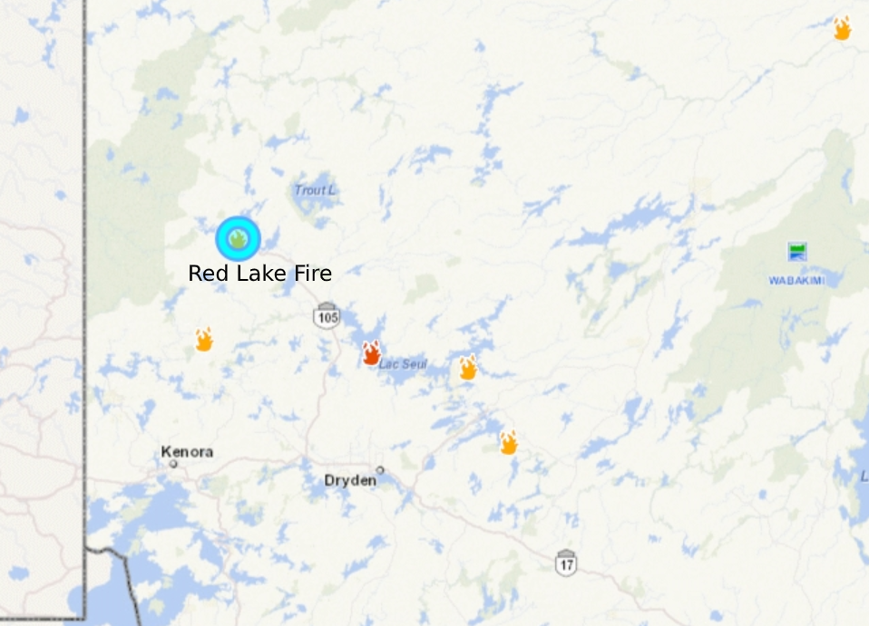 The fire burning near Red Lake.