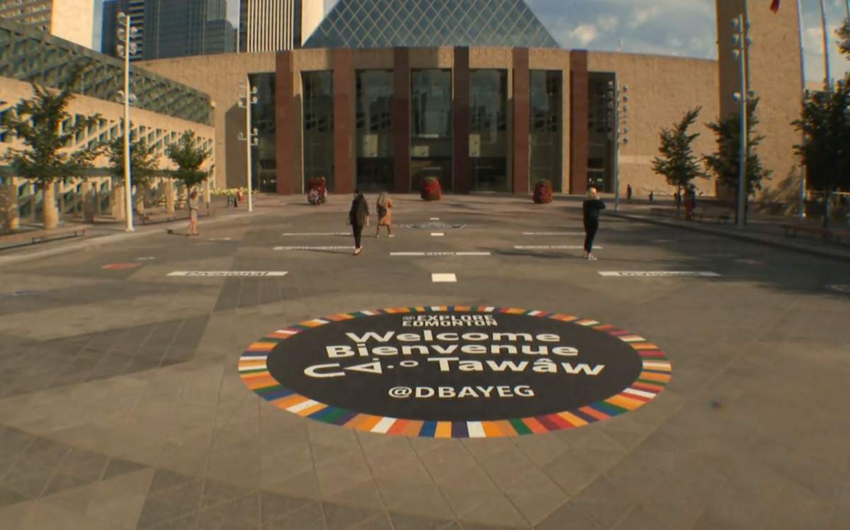 An NHL playoff bracket was unveiled in Edmonton's Churchill Square Wednesday, Aug. 19, 2020.