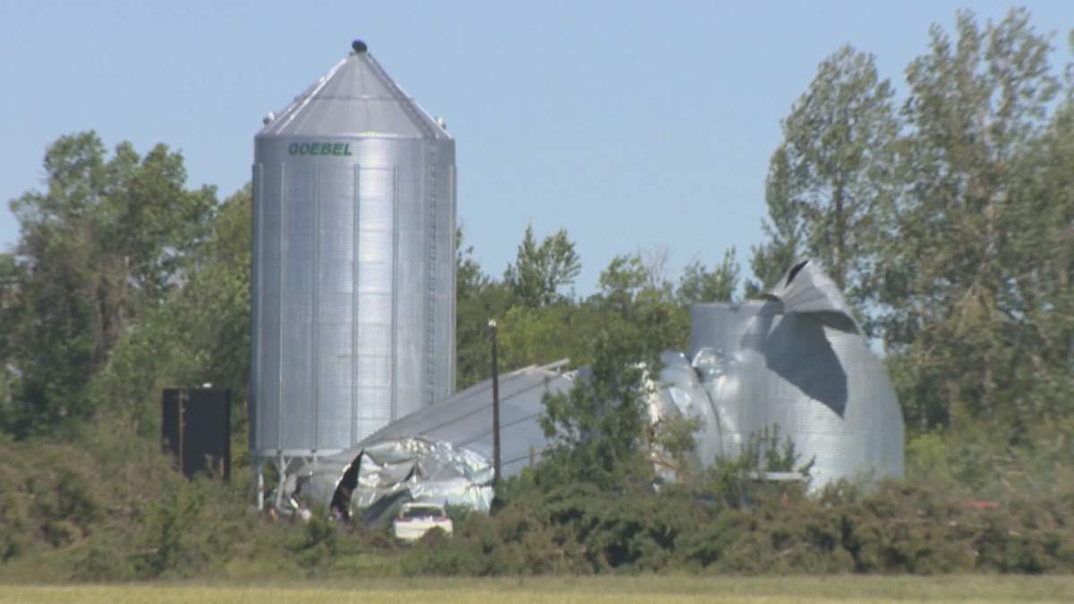 Destruction left behind by a tornado that touched down near Virden Manitoba.