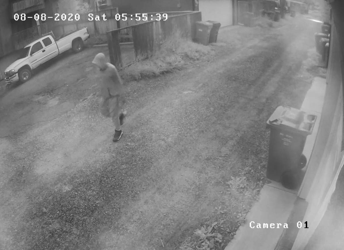 Calgary police release surveillance video of a man in the area where a fire broke out in Bridgeland on Aug. 8, 2020.