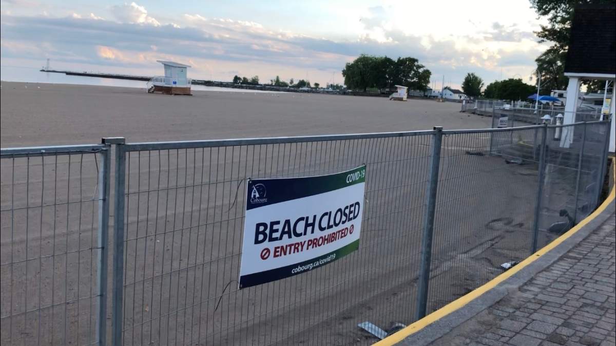 Fencing is being installed again at Victoria Beach in Cobourg, Ont.
