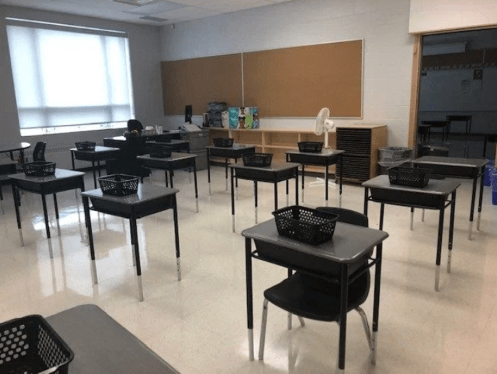 Empty desks at Aylesbury Public School ahead of the start of the school year.