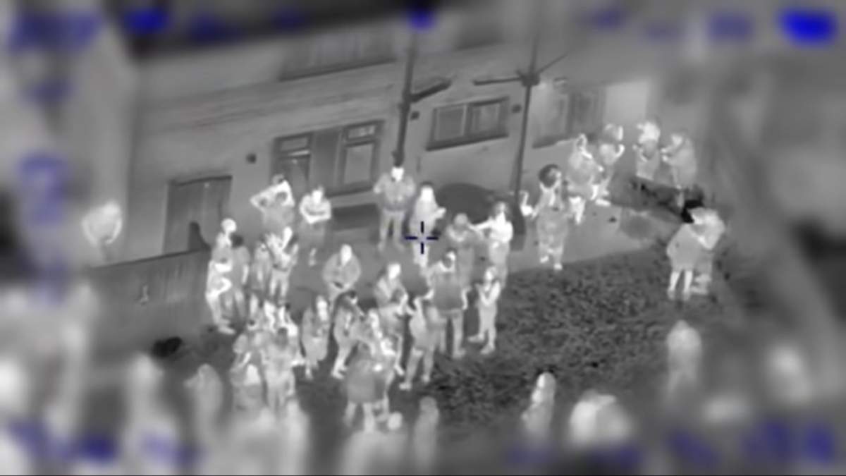 A screengrab image of a video captured by Greater Manchester Police showing an illegal 200-person house party in Gordon.