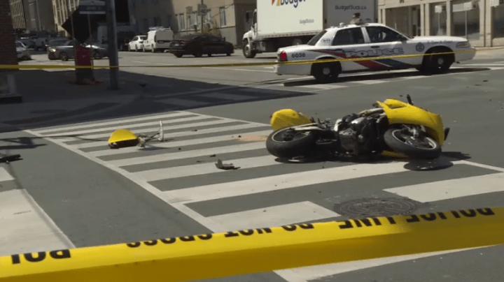 The scene of the crash at Jarvis and Shuter streets on Wednesday.