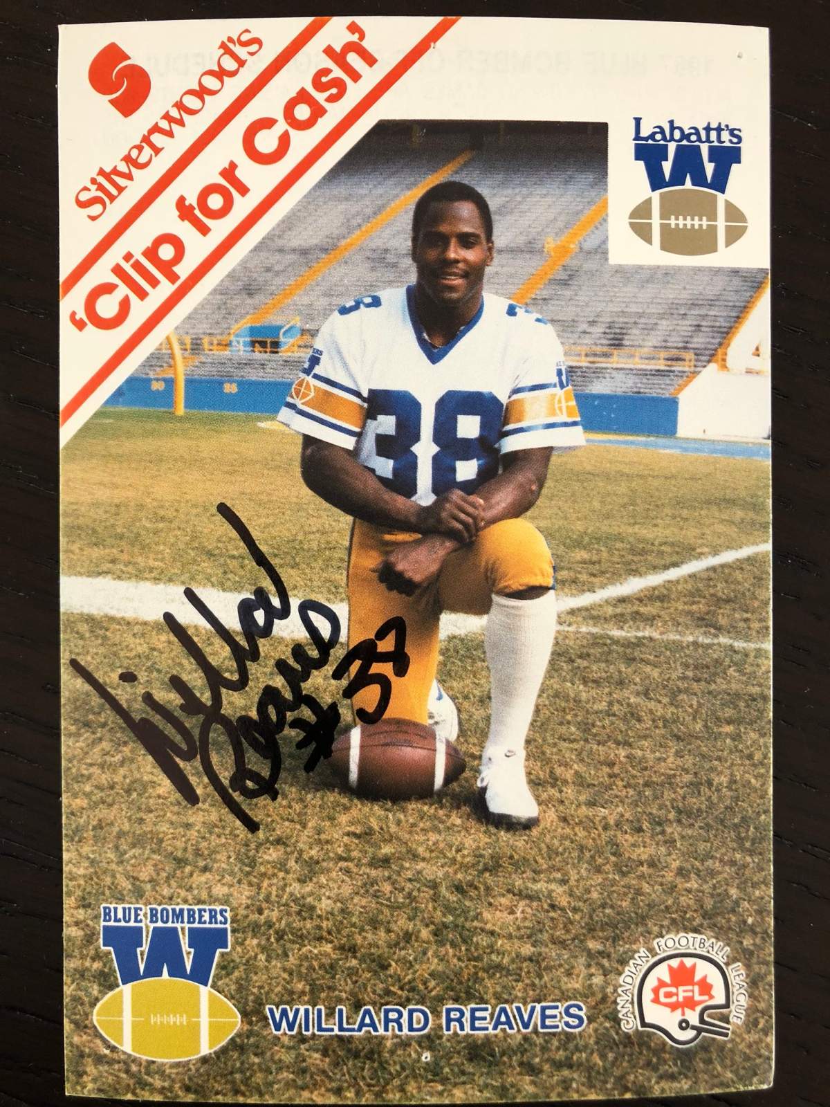 Willard Reaves as a Winnipeg Blue Bomber.
