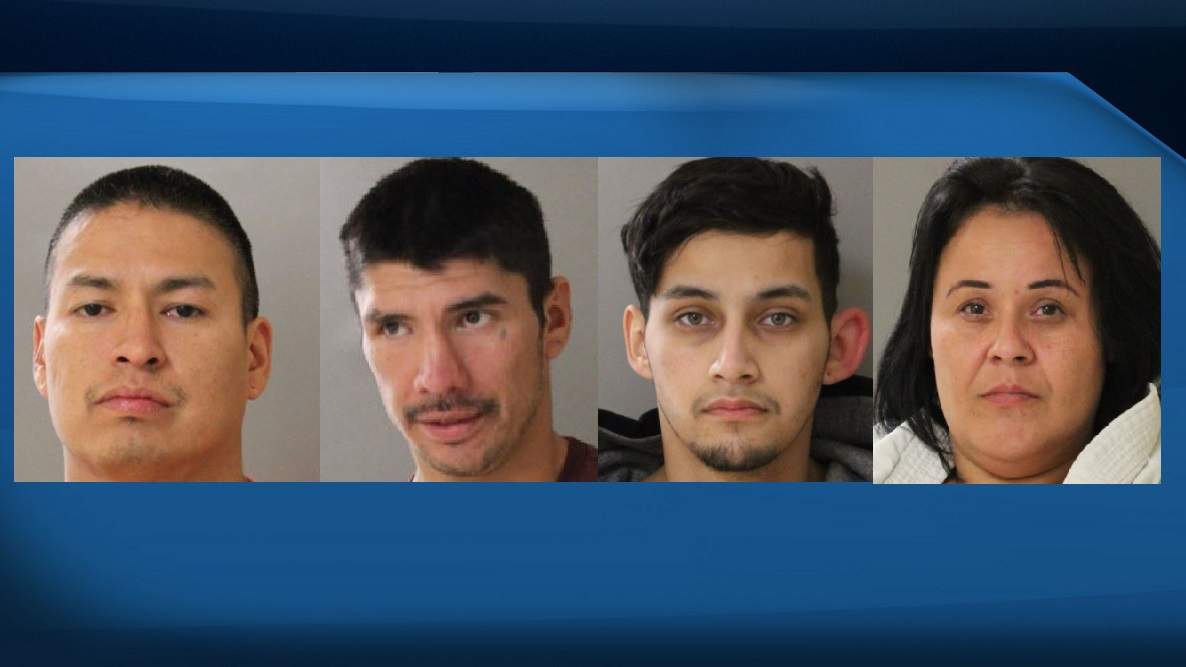 RCMP have released images of four people who are wanted for attempted murder: Colin Aulden Bartlett, Albert John Gladue, Dorian Anakian Harvey and Tamara Marie Chowace (left to right).