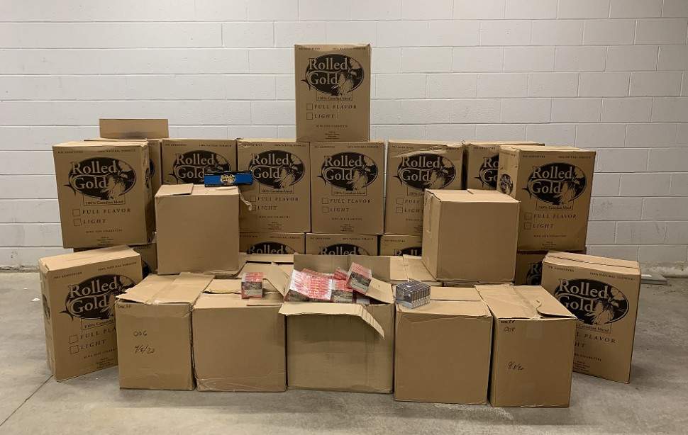 Image of the 310,000 illegal cigarettes seized. 