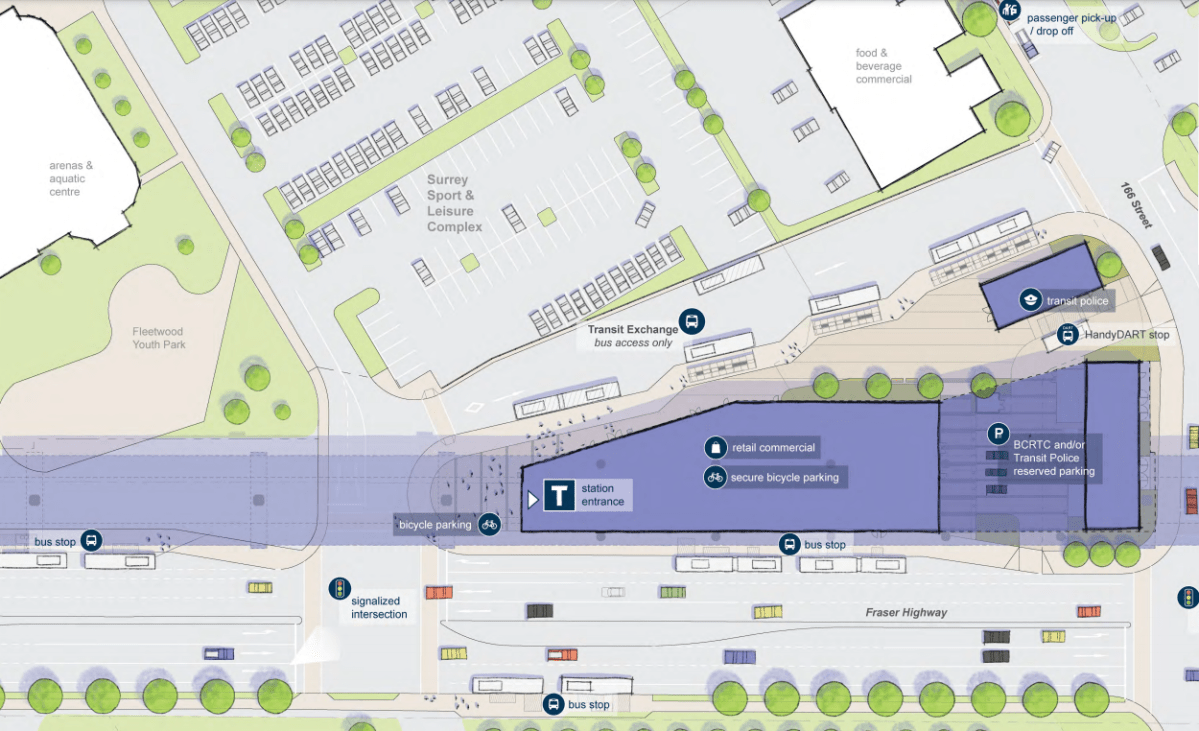 An overhead view of the proposed 166th Street Station.