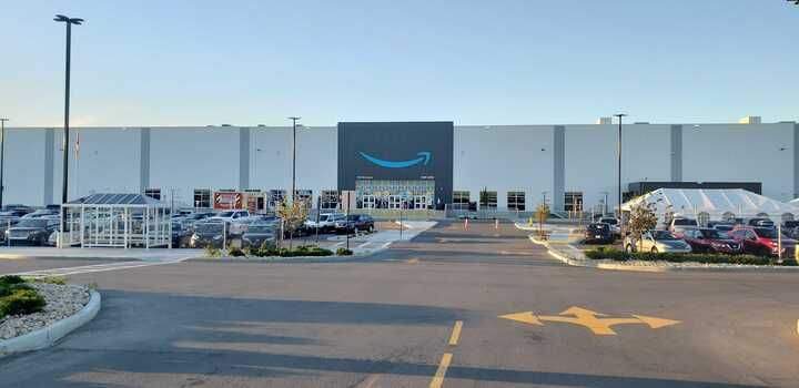 An Amazon facility in Nisku, Alta., is shown.