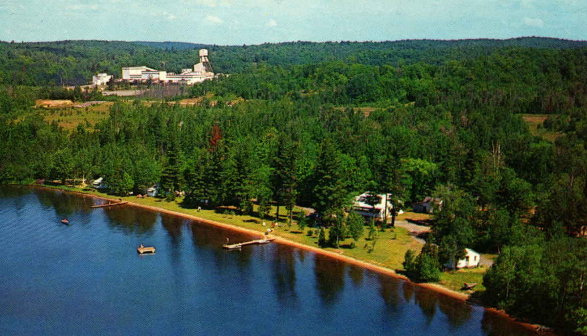 A postcard from the 1960s shows the Bicroft mine near Bancroft.